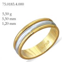 Alian�a de ouro branco e amarelo 18k- Unidade
