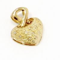 Cora��o em ouro amarelo 18k com brilhantes