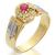 Anel formatura em ouro 18k - Diamantes e P. Sint�tica
