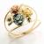 Anel rosas coloridas em ouro 18k