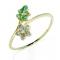 Anel em ouro 18k com diamantes e esmeralda