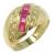 Anel em ouro 18k com rubi e brilhantes
