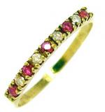 Meia aliança de rubis e brilhantes em ouro 18k Meia aliança de rubis e brilhantes em ouro 18k