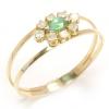 Anel em ouro 18k com diamantes e esmeralda