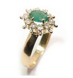Anel chuveiro de ouro 18k com diamantes e esmeralda - 2ABE0025 Anel chuveiro de ouro 18k com diamantes e esmeralda - 2ABE0025