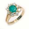 Anel em ouro 18k com diamantes e esmeralda