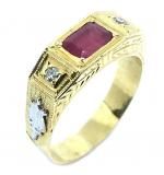 Anel em ouro 18k com diamantes e rubi - 2ABR0065 Anel em ouro 18k com diamantes e rubi - 2ABR0065