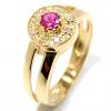 Anel formatura em ouro 18k - Diamantes e P. Sint�tica