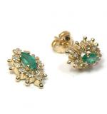 Brinco em ouro 18k com esmeralda e Brilhantes - 2BBE0020 Brinco em ouro 18k com esmeralda e Brilhantes - 2BBE0020