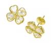 Brinco em ouro 18k feminino com zirconia em forma de trevo - 2BPD0229 Brinco em ouro 18k feminino com zirconia em forma de trevo - 2BPD0229