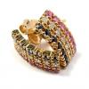 Brinco em ouro 18k com brilhantes, rubis e safiras