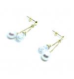 Brinco em ouro 18k com pérolas e zirconia -2BPP0037 Brinco em ouro 18k com pérolas e zirconia -2BPP0037