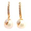 Brinco em ouro 18k com 2 p�rolas pingentes