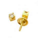 Brinco solitário em ouro amarelo 18k feminino Brinco solitário em ouro amarelo 18k feminino