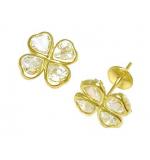 Brinco em ouro 18k feminino com zirconia em forma de trevo - 2BRZ0018 Brinco em ouro 18k feminino com zirconia em forma de trevo - 2BRZ0018