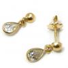 Brinco em ouro amarelo 18k com zirconia