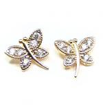 Brinco em ouro 18k feminino com zirconia - Borboleta Brinco em ouro 18k feminino com zirconia - Borboleta
