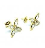 Brinco em ouro amarelo 18k feminino com zirconia - 2BRZ0222 Brinco em ouro amarelo 18k feminino com zirconia - 2BRZ0222