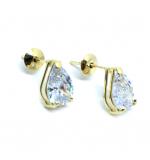 Brinco em ouro amarelo 18k com zirconia feminino - 2BRZ0231 Brinco em ouro amarelo 18k com zirconia feminino - 2BRZ0231