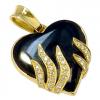 Cora��o de Onix fixo em ouro amarelo 18k e brilhante