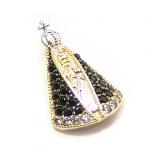 Pingente em ouro amarelo 18k com safiras - N. Sra. Aparecida Pingente em ouro amarelo 18k com safiras - N. Sra. Aparecida