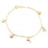 Pulseira ouro 18k pingentes cora��o sol golfinho