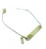 Pulseira feminina de chapa infantil em ouro amarelo 18k - 2PUO0640 Pulseira feminina de chapa infantil em ouro amarelo 18k - 2PUO0640