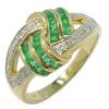 Anel em ouro 18k com esmeralda e diamante