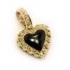 Cora��o de Onix em ouro amarelo 18k e brilhantes