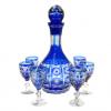 Licoreira com 6 copos de cristal Azul San Carlos