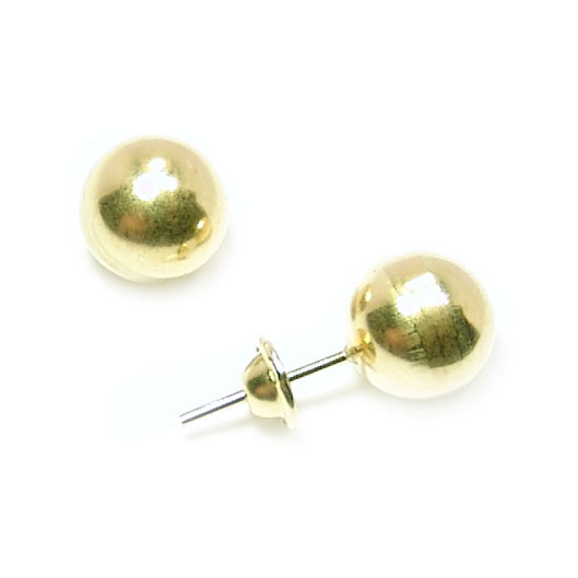 Brinco em ouro amarelo 18k feminino - Bola 6 mm