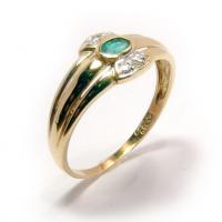 Anel em ouro 18k com diamantes e esmeralda - 1ABE0019 Anel em ouro 18k com diamantes e esmeralda - 1ABE0019