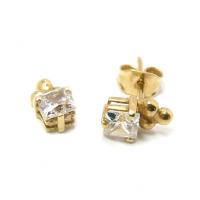 Brinco em ouro 18k feminino com zirconia - 1brz0007