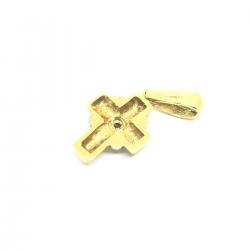 Pingente em forma de cruz em ouro amarelo 18k com brilhante -1PIB0095