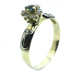 Anel chuveiro de ouro 18k com diamantes e esmeralda - 2ABE0012