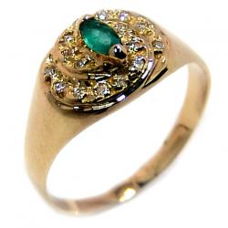 Anel em ouro 18k com diamantes e esmeraldas - 2ABE0062 Anel em ouro 18k com diamantes e esmeraldas - 2ABE0062