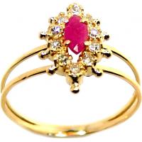 Anel chuveiro de ouro 18k com diamantes e rubi - 2ABR0014