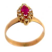 Anel chuveiro de ouro 18k com diamantes e rubi - 2ABR0049