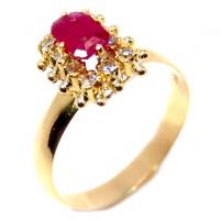 Anel em ouro 18k com diamantes e rubi - 2ABR0054