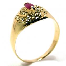 Anel em ouro 18k com diamantes e rubi - 2ABR0062