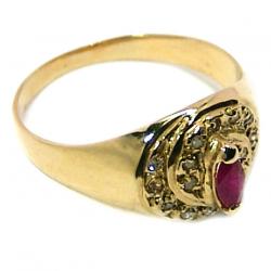 Anel em ouro 18k com diamantes e rubi - 2ABR0062