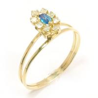 Anel em ouro 18k com diamantes e safira - 2ABS0026