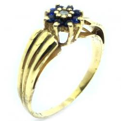 Anel em ouro 18k com diamantes e safira - 2ABS0031