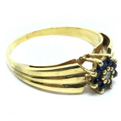 Anel em ouro 18k com diamantes e safira - 2ABS0031