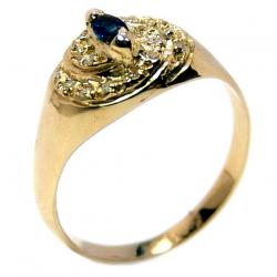Anel em ouro 18k com diamantes e safira - 2ABS0062