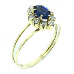 Anel chuveiro de ouro 18k com diamantes e safira - 2ABS0069 Anel chuveiro de ouro 18k com diamantes e safira - 2ABS0069