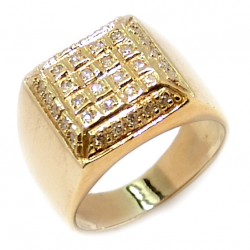 Anel masculino em ouro amarelo 18k com brilhantes - 2ANB0024 Anel masculino em ouro amarelo 18k com brilhantes - 2ANB0024