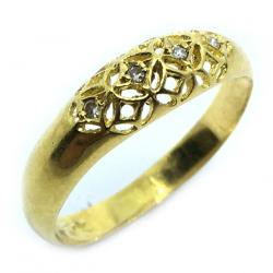 Anel em ouro amarelo 18k filigrana com diamantes - 2ANB0110