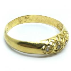 Anel em ouro amarelo 18k filigrana com diamantes - 2ANB0110