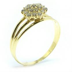 Anel em ouro amarelo 18k com 19 zirconia - 2ANZ0055